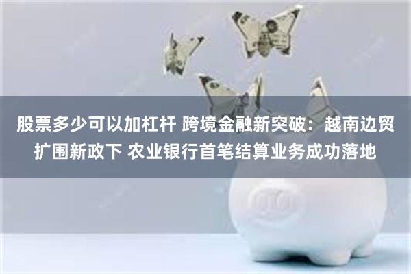 股票多少可以加杠杆 跨境金融新突破：越南边贸扩围新政下 农业银行首笔结算业务成功落地